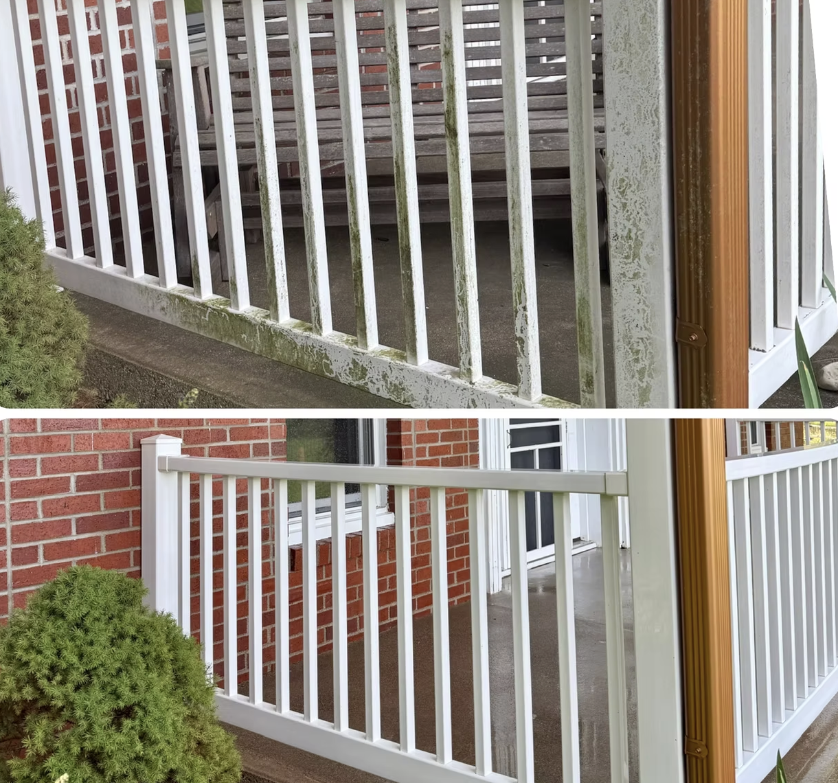 Before and after deck railing cleaning Terre Haute IN