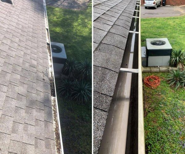 Before and after gutter cleaning Terre Haute IN