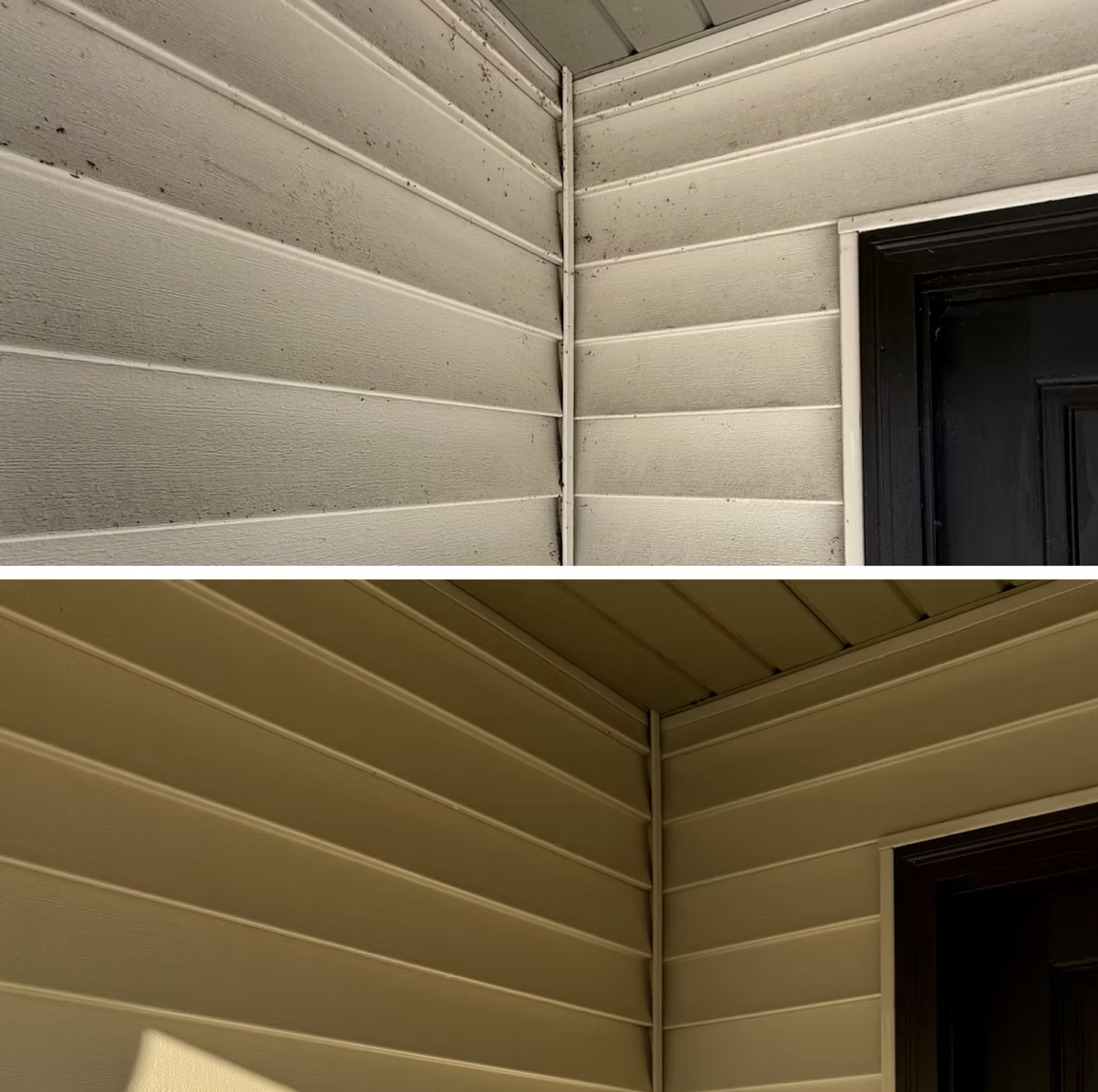 Before and after house soft washing Terre Haute IN